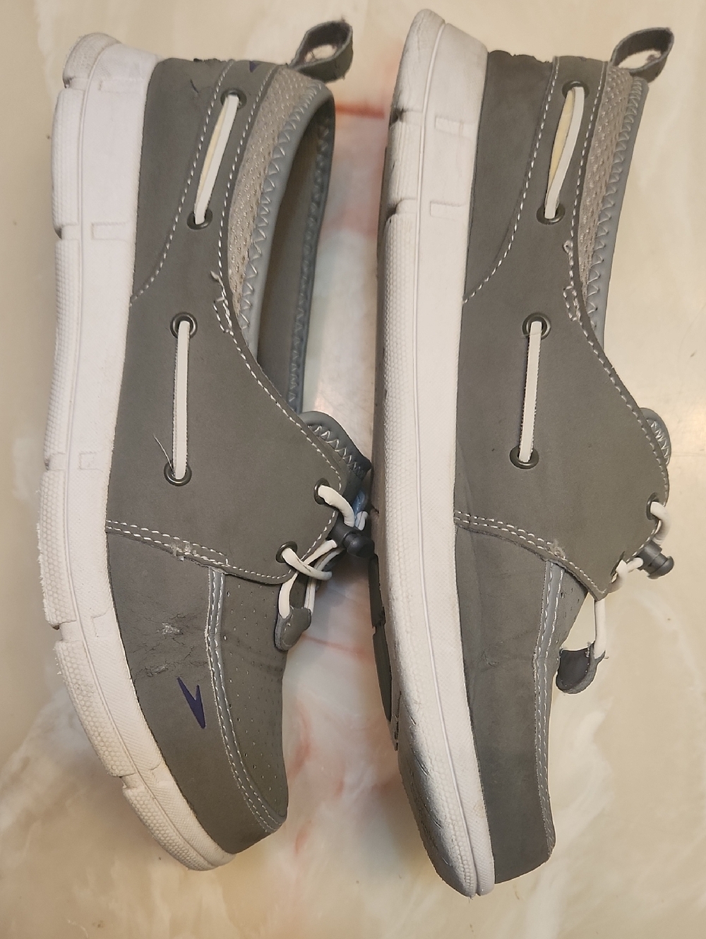 Speedo Gray Slip-On Boat Shoes with White Sole